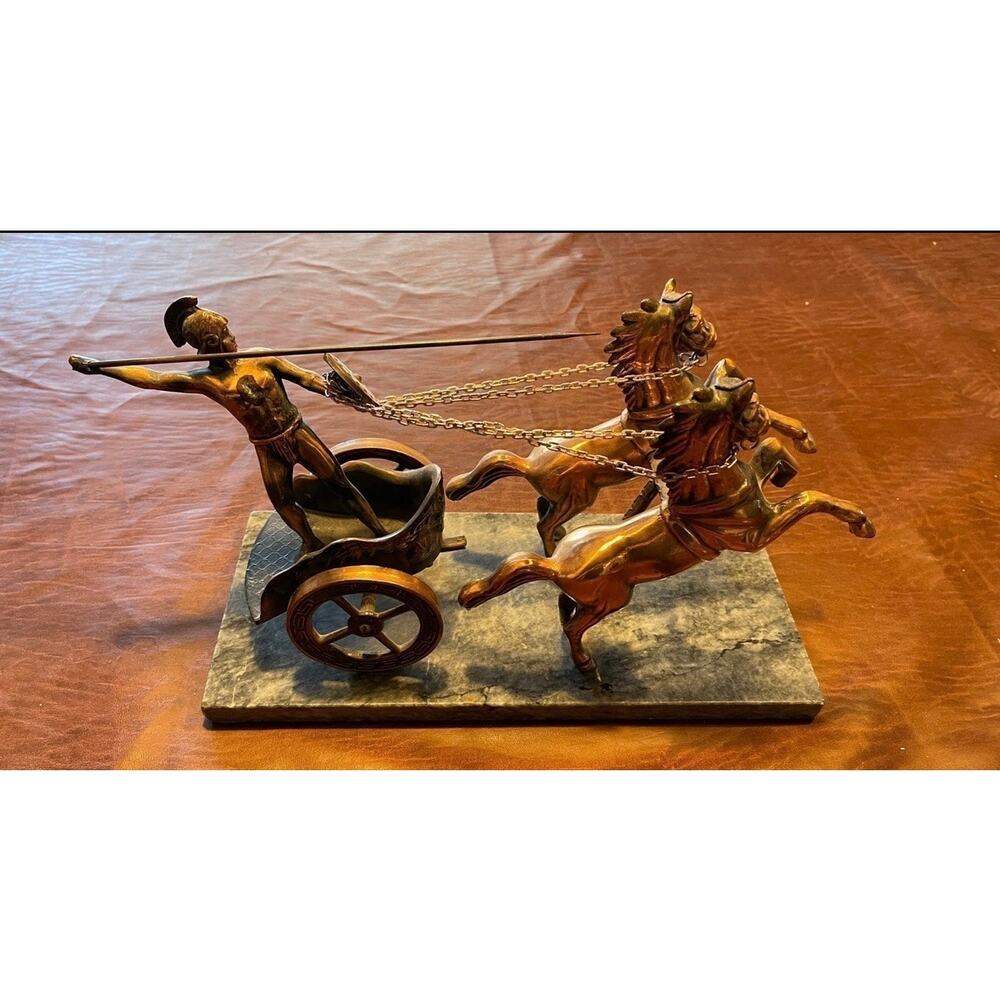 Bronze statue copper gladiator marble base